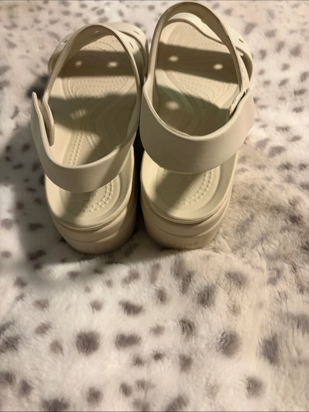 CROCS Cream Platform Slingback Sandals